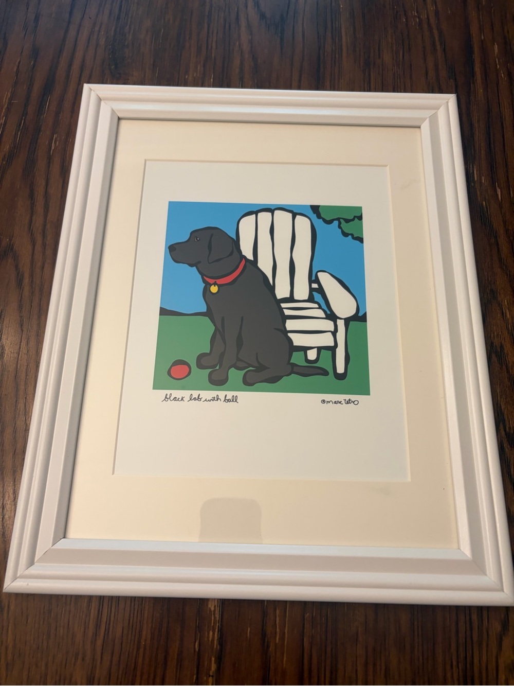 Marc Tetro print Framed Black Labrador Art Print in White Frame